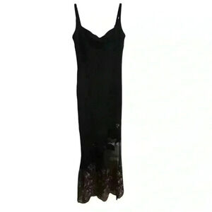 Nicole Bakti for Cache Vintage Black Lace Maxi Dress Women's Size S Formal Long